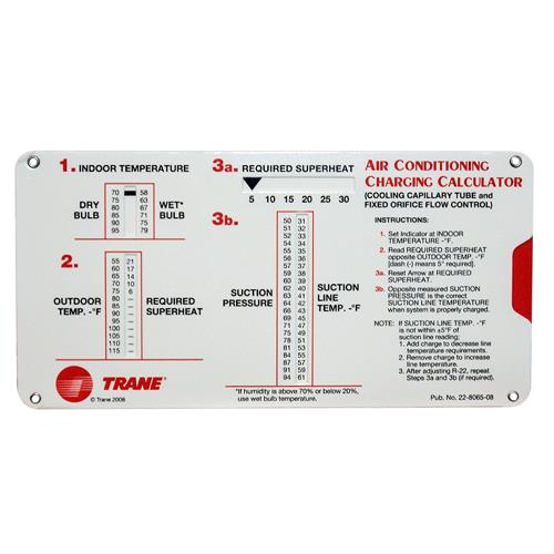 Trane R22 Charging Chart