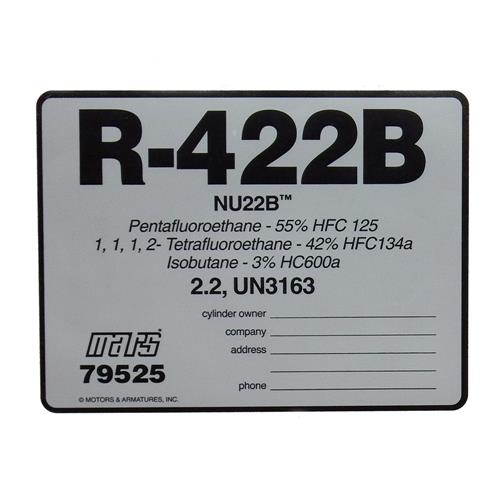 R-422B R422B NU22B  Color ID # 79525 Refrigerant Color ID Labels 10 Pack of 